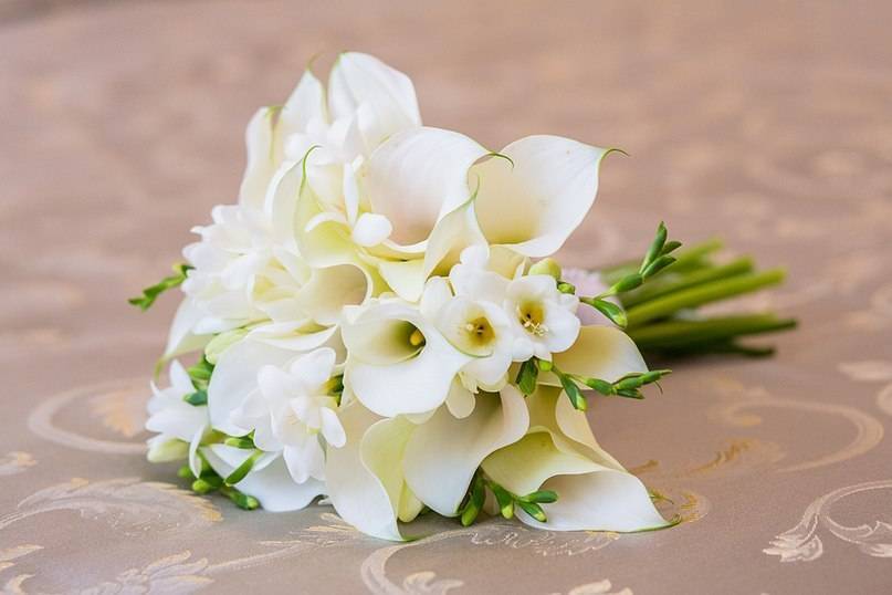 Букет невесты из калл [2022] – белые цветы на свадебных ? фото & советы флористов