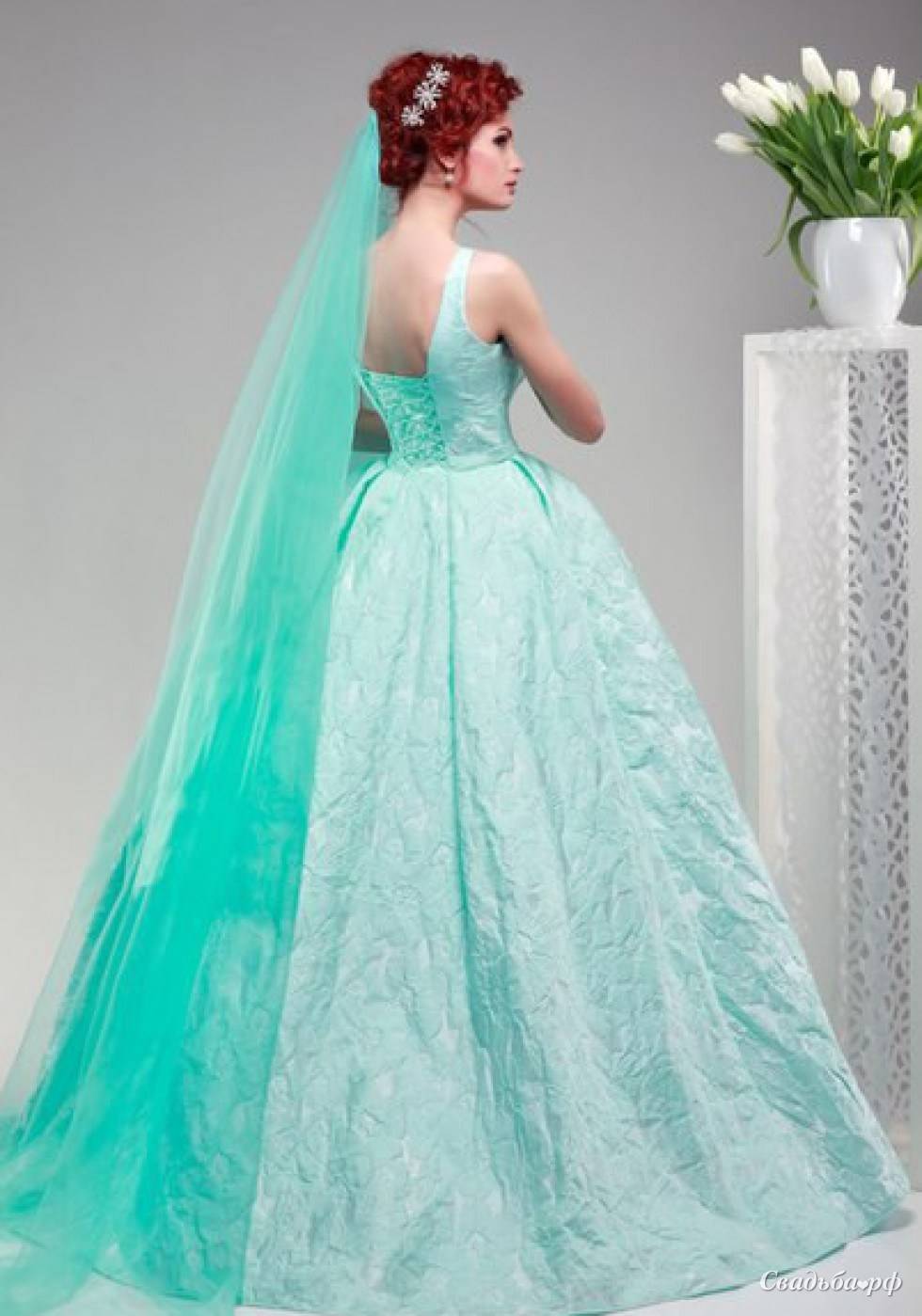 Синее свадебное платье - букет, фото, с поясом, цвета, с элементами, приметы