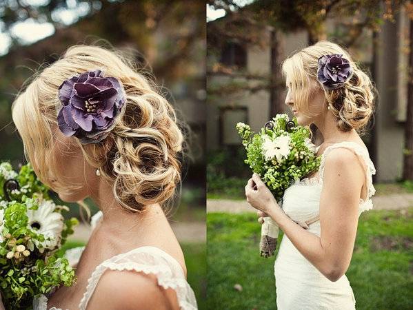 Свадебные прически с цветами на длинные и средние волосы: фото