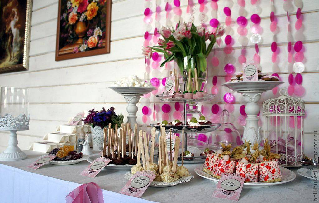Как оформить фуршетный стол со сладостями на свадьбу: 27 интересных идей