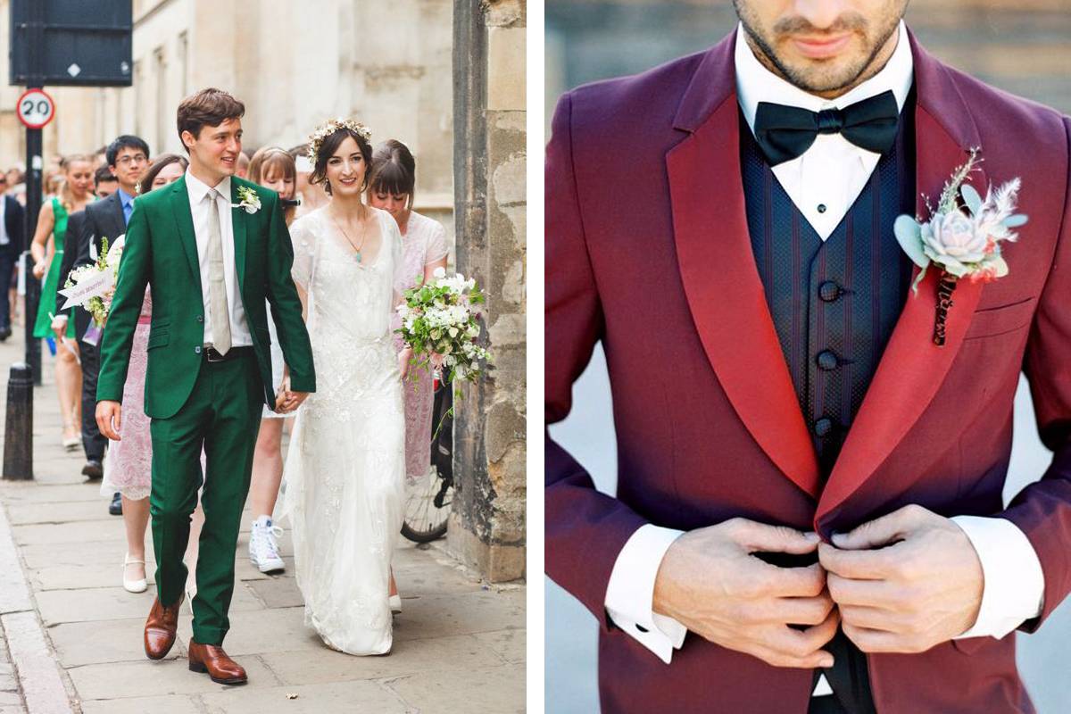 Свадебный наряд жениха: классические сочетания одежды для свадьбы, чем можно заменить пиджак летом, необычные решения - в джинсах, в кедах и т.д., фото комплектов