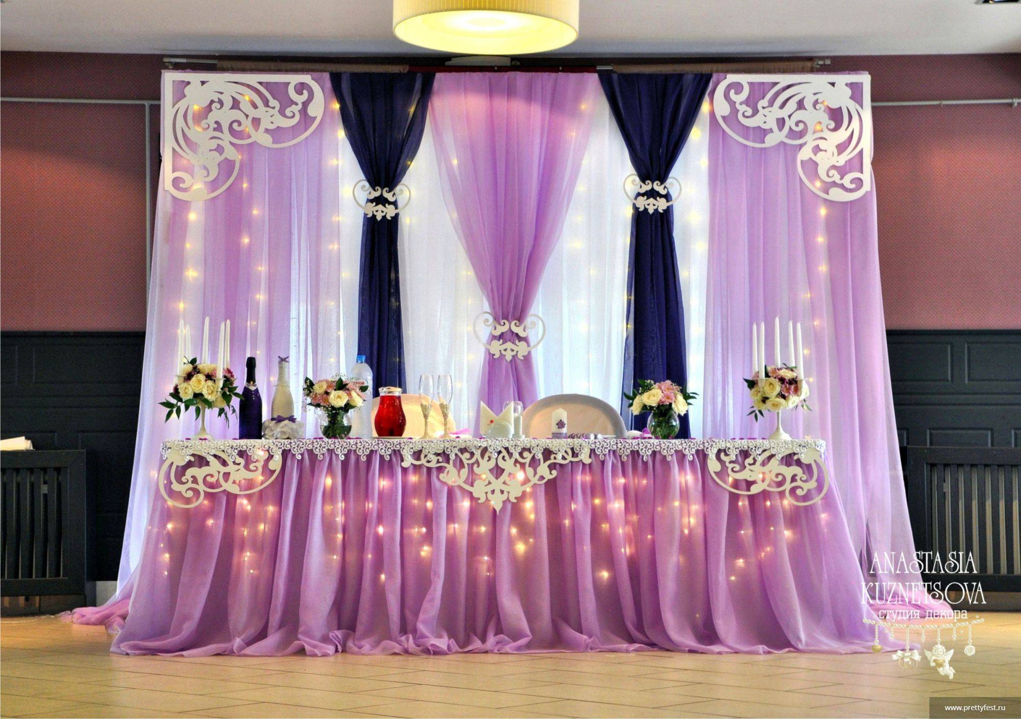 Оформление свадебного зала текстилем, оформление зала на свадьбу тканью