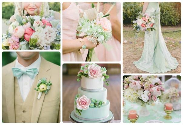 Свадьба в мятном цвете — фото ?? оформления в [2022] с персиковыми & розовыми оттенками, украшение пригласительных